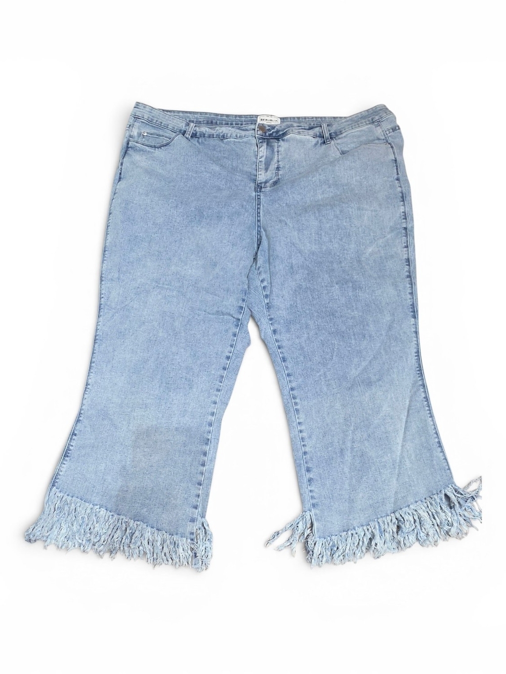 For The Republic Light Blue Fringed Ankle Cropped  Jeans 24